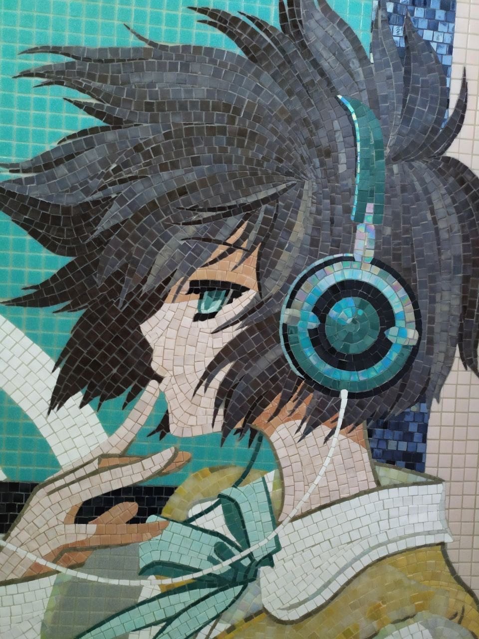 Mozaika anime - chłopak ze słuchawkami