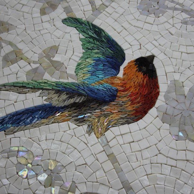 Ptak z mozaiki - kolorowy rajski ptak